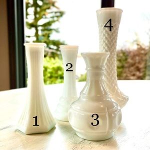 Set of 5 Vintage Milk glass Vases